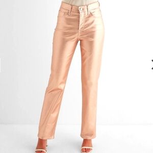 NWT Express High Waisted Metallic Coated Modern Straight Jeans